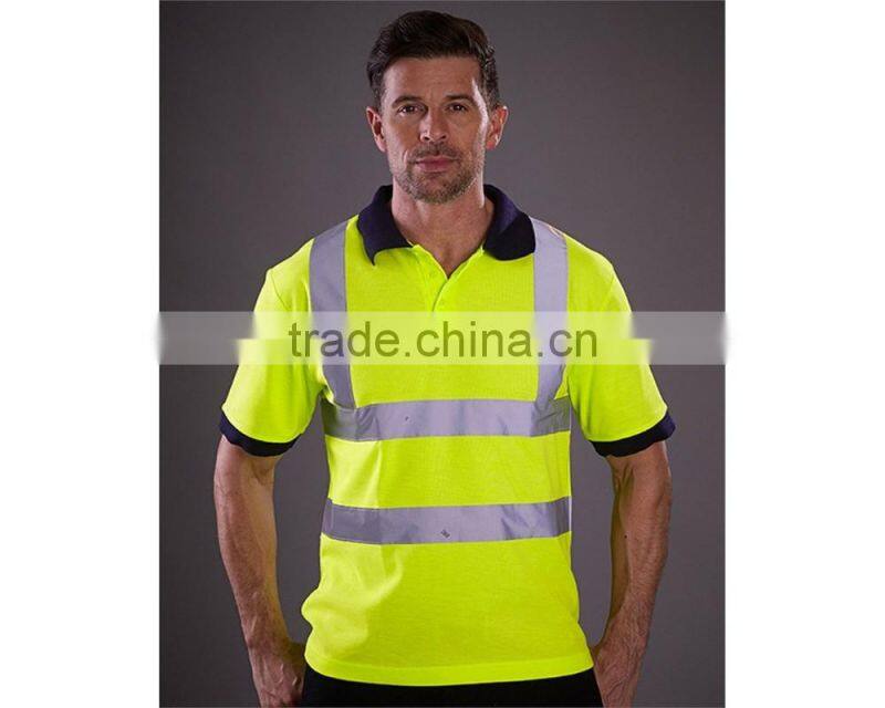 Custom safety workwear Reflective Stripes Hi vis Safety Polo Shirt