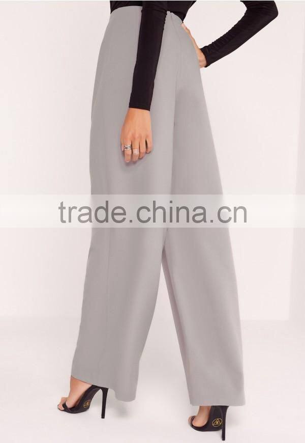 2017 casual loose wide leg pants pleat front wide leg pants grey ladies wide leg pants