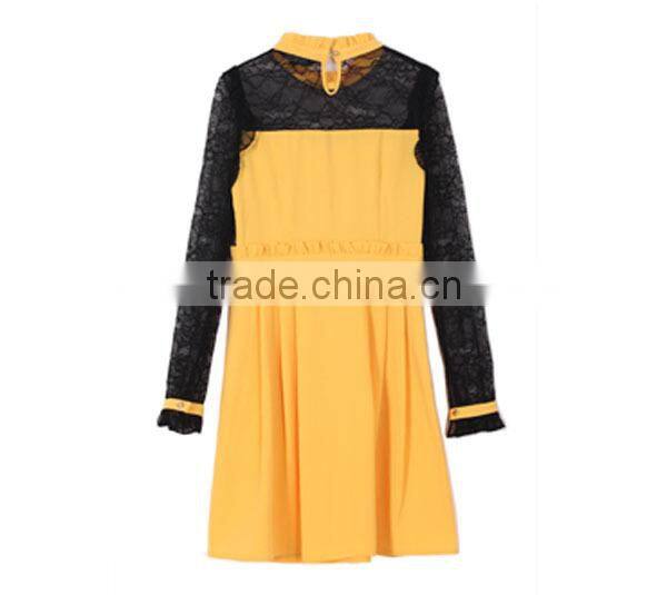 2015 Modern Solid Color Womens Clothing ladies' loose-fitting laced pleated women's sexy apparel with stand collar