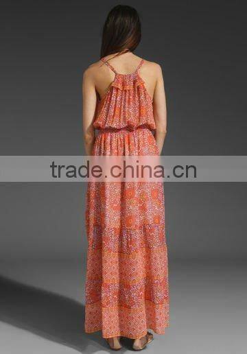fashionable!OEM and ODM!garment!12DR066 nice 100%silk long dresses 2012 for summer,casual,nice print