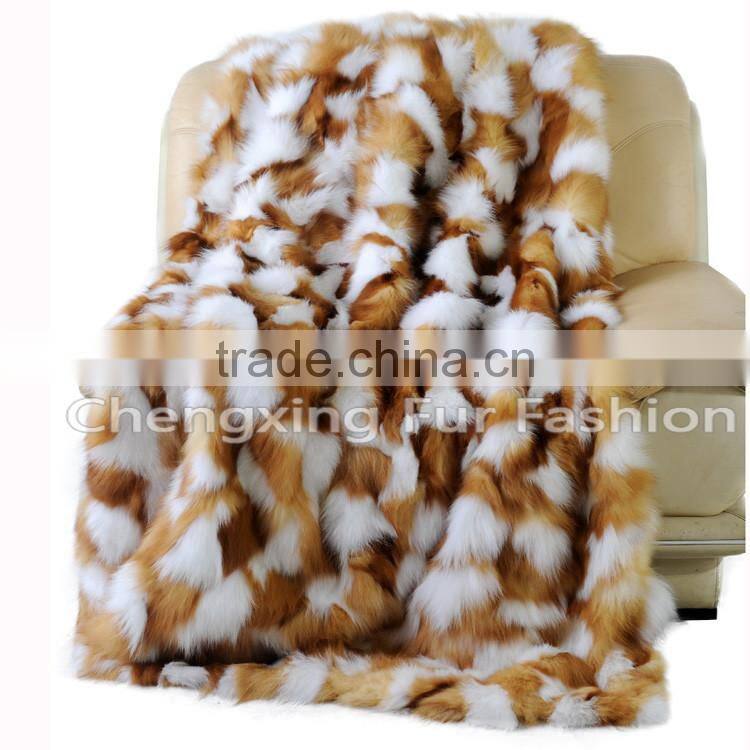 CX-D-56 2016 New Luxury Cheap Wholesale Real Fox Fur Throw Blanket