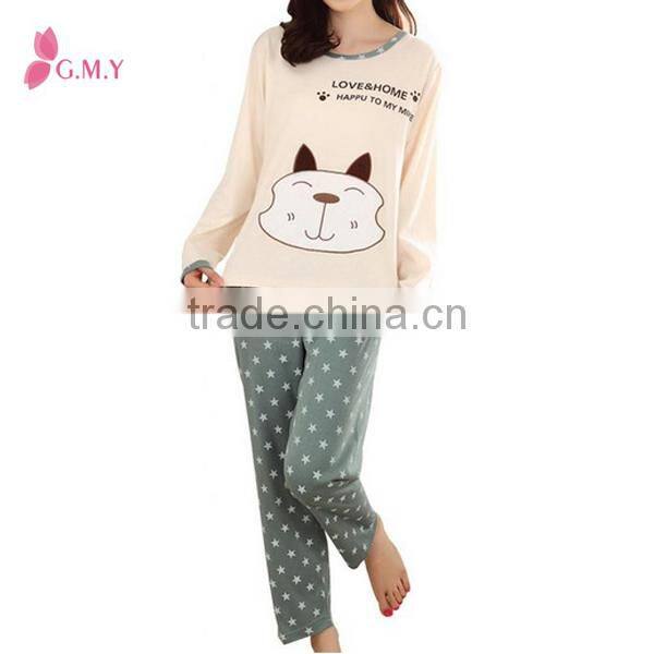 Couple Lover Stars Printed Flannel Long Sleeve Pajamas Set Nightwear