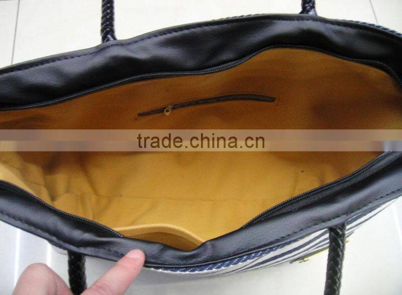 Fashion Lady hot popular stripe canvas shoulder cotton bag