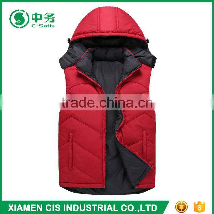Top Fashion Winter Warmful Outwear Mens Hooded Reversible Down Feather Vest