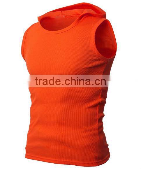 OEM new design cotton plain mens gilet with hood