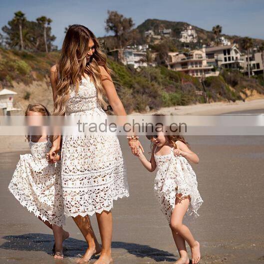 Ivory Women And Children High-end Dress Spaghetti Strap Mother and Daughter Matching