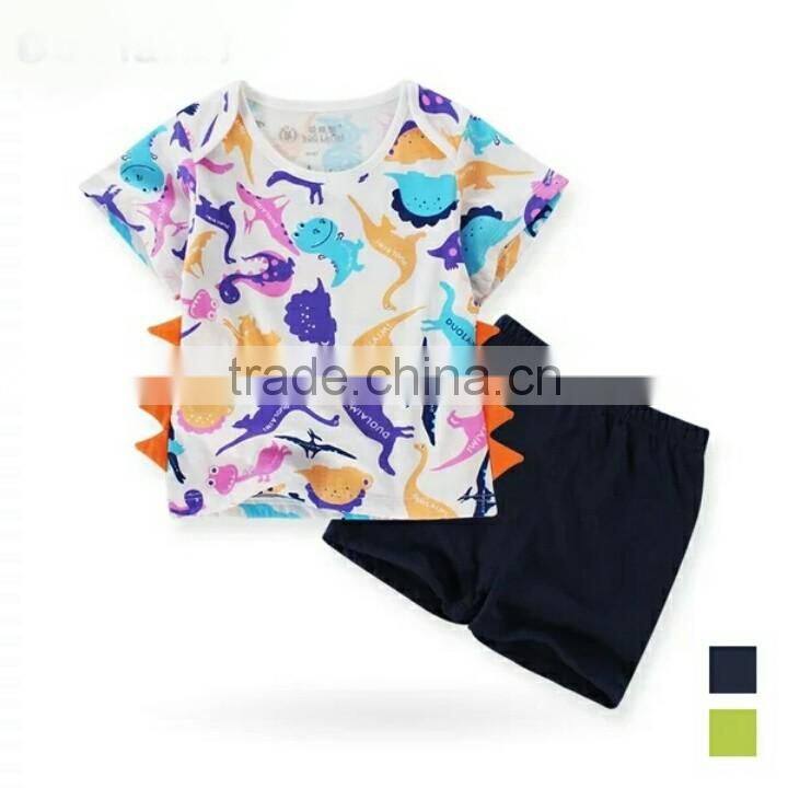 2016 Hot! New arrival high quality boys clothing sets with dinosaur printed