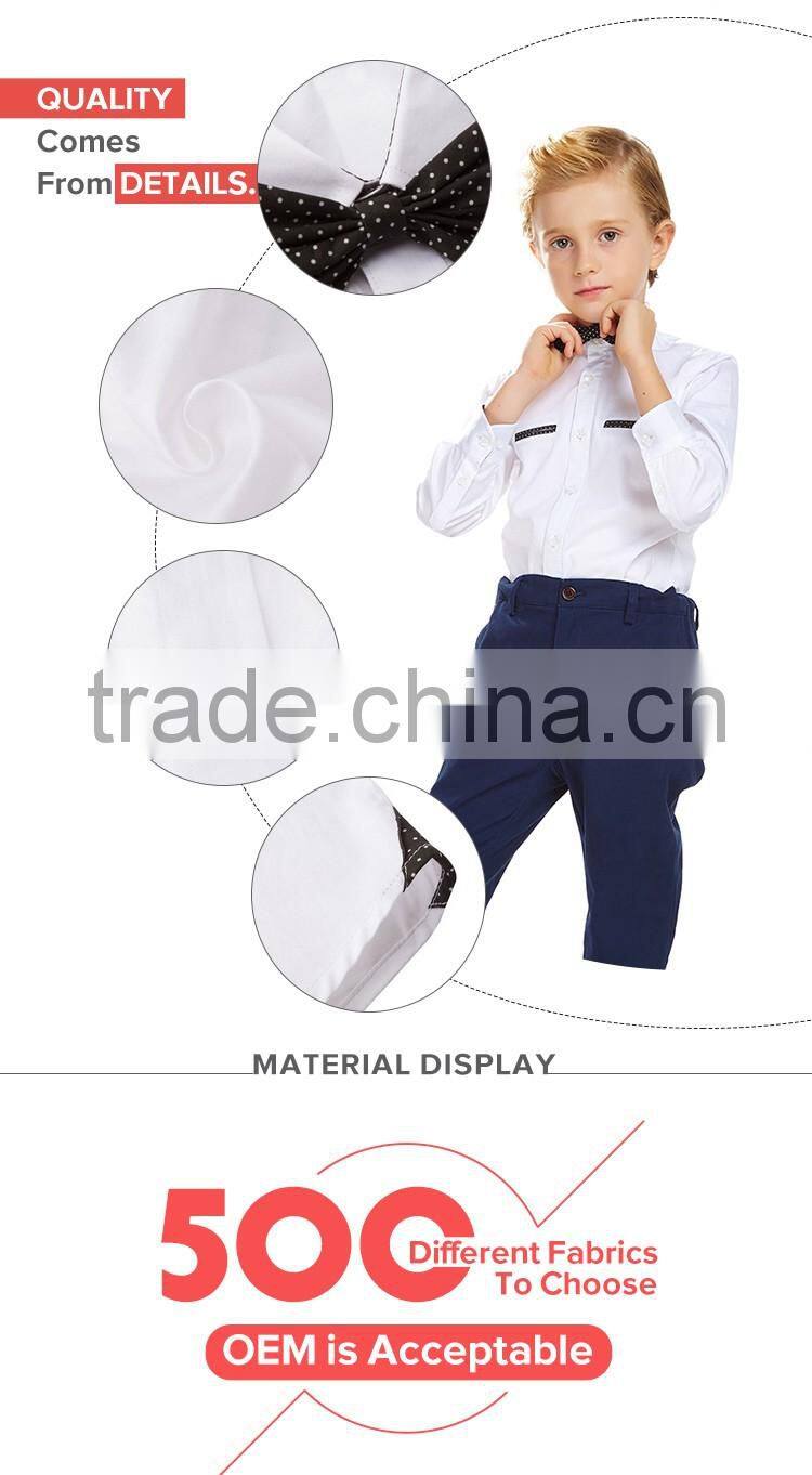 ELPA Latest design 100% cotton softtextile Kid's shirt long sleeve white boys' under suit shirt