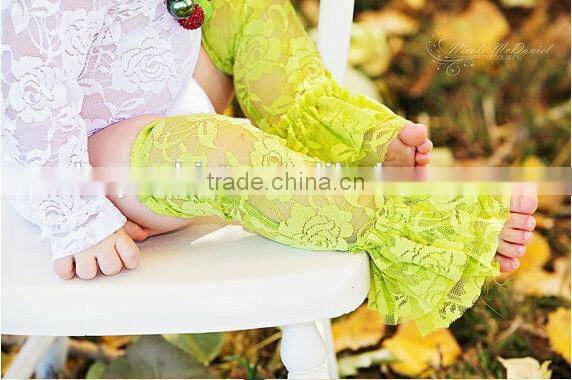 High quality wholesale cute baby pink Lace leg warmers for kids leggings