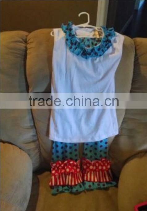 Hot Sale!Fashion Summer Baby polka dots Swing Top Bloomers Outfit Baby Girl Clothing Set Wholesale Baby tank top and bloomers