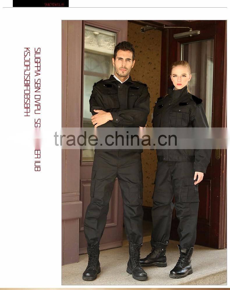 Juqian custom good quality black military design unisex security guard uniform protection security uniforms design