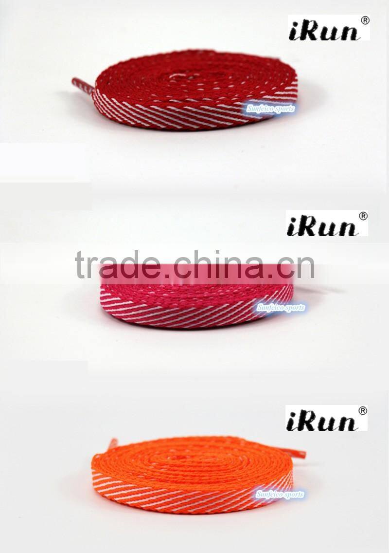 2016 New Twill Pattern Flat Shoelaces With Customized 2mm Thick 8mm Width~Double Colors Shoelaces For Running~Accept Custom