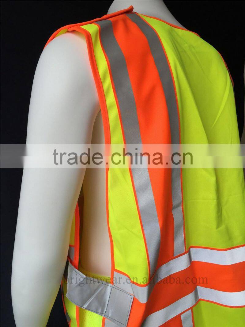 ANSI contrast polyester zipper closure tricot reflective 3M safety vest