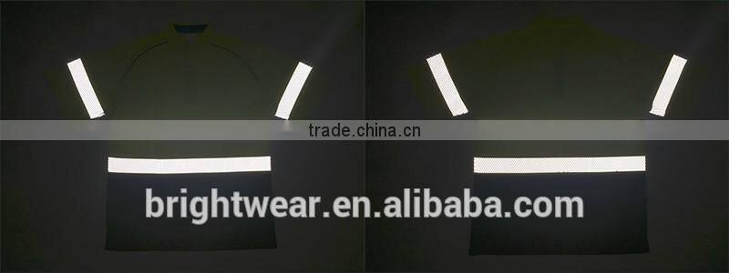 Mens contrast fluorescent 3M tape night use self fabric collar safety reflective polo shirt