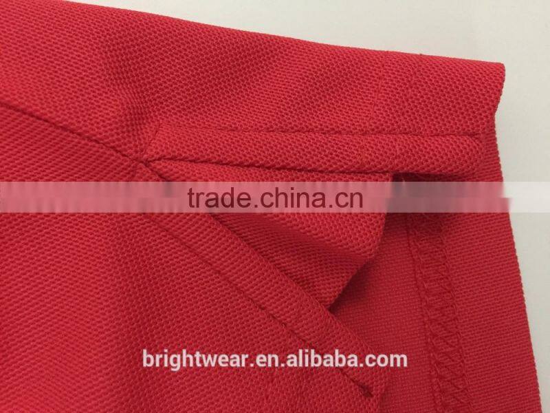 Hot sale mens red plain polyester 3 buttons closure pique short sleeve polo shirt