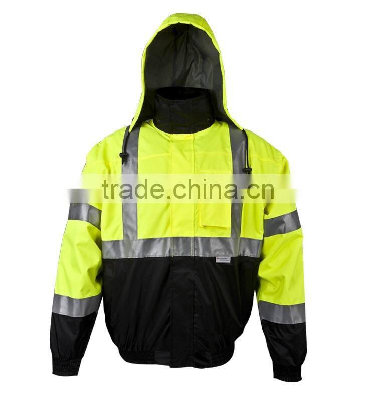 Safety wear fluorescent suits bomber jacket mens with detachable sleeves