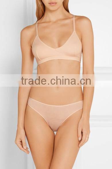 Copper Bamboo Jersey t Shirt Soft Cup Bra and Brief Sleeping Wear Set