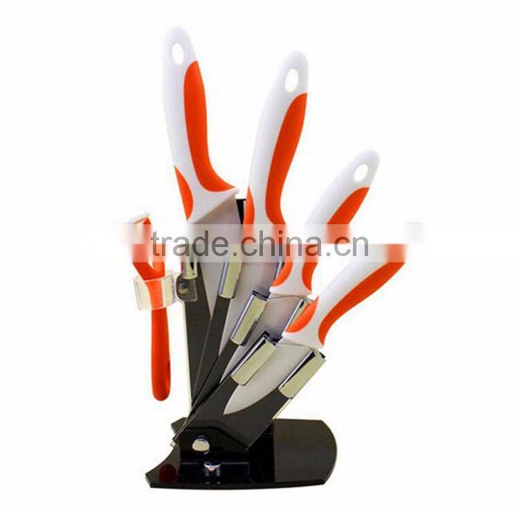 2017 New High Quality Bamboo Handle Ceramic Knife Blade Black Suit Exquisite Kitchen Knife With Holder