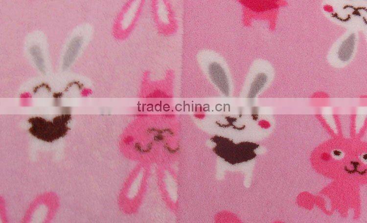 2013 New design printed coral fleece blanket,animal pattern coral fleece fabric, bunny printed coral fleece