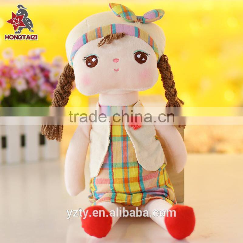 Yangzhou plush toys factory stuffed plush human doll toys with braid