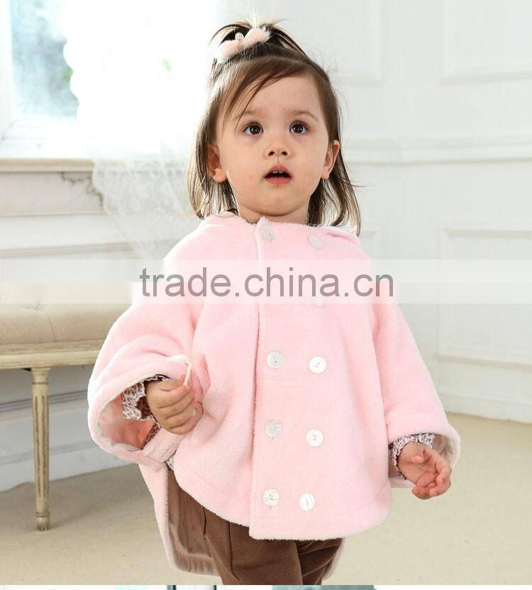 Lovelybabies fashion girls button cloak long sleeve hooded cape coat cloak
