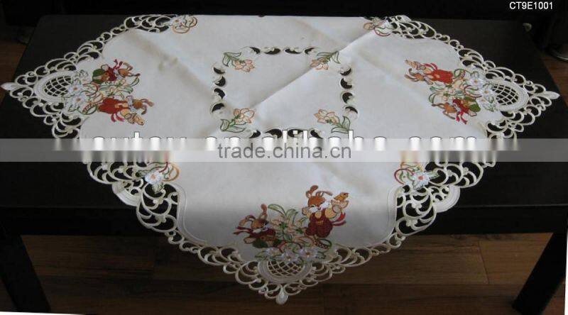 100% Polyester Embroidery Handmade Tablecloth for Easter