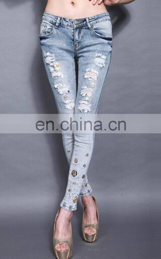Wholesale Cheap Women Stylish Denim Pants From Chinese Factory