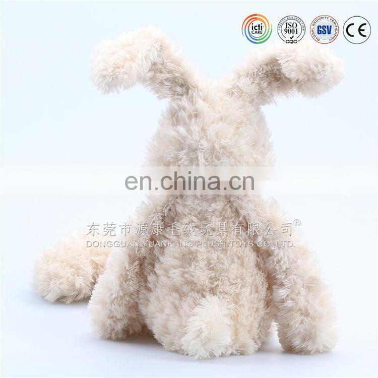 OEM sitting long ears brown soft plush rabbit toy with bag