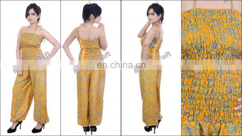 Silk Romper Jumpsuit - Fashion Wear floral jumpsuit - designer jumpsuits for ladies - Indo Western Indian Jumpsuits