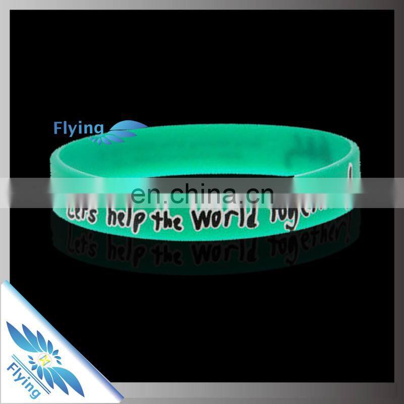 Glow in dark silicone wristbands Cool Green Light Blue Light Special Glow in Dard
