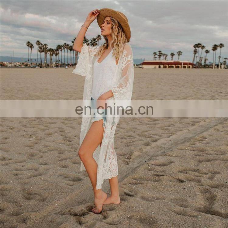 2019 New Women Chiffon Kimono Lace Loose Cardigan Bikini Cover Up Wrap Beachwear Beach Dress Beach Cover Up Pareo Robe De Plage