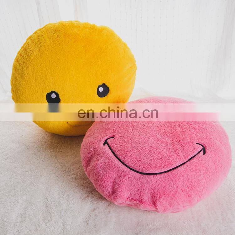 Round Stuffed Plush Fur Pink Happy Emoticon Smiley Emoji Cushion Face Pillow Cute Soft Toy Doll Gift for Kids and Adult