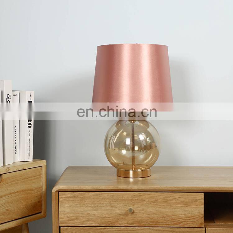 Elegant modern design hotel restaurant coffee house custom round glass table lamp with lampshade