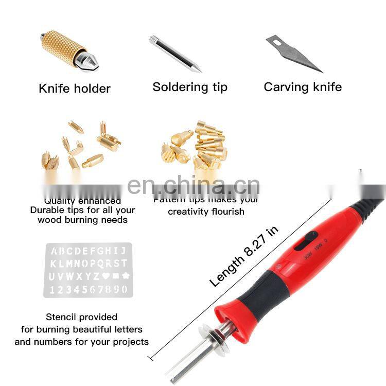 37pcs kit wood burning tool dual power Pyrography pen 220V UK