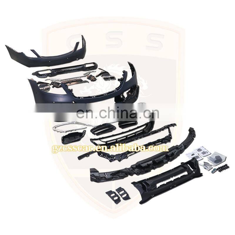 Car Accessories Auto Parts PP Material Front Bumper Rear lip Exhaust Tips 2018 Bens S class w222 S63 AMG Style Full Body Kit