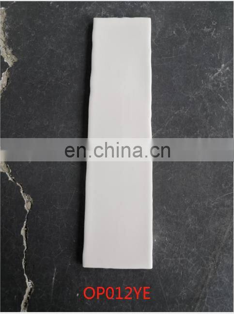 pure white wavy edge glazed kitchen bathroom subway ceramic wall tile OP011YE