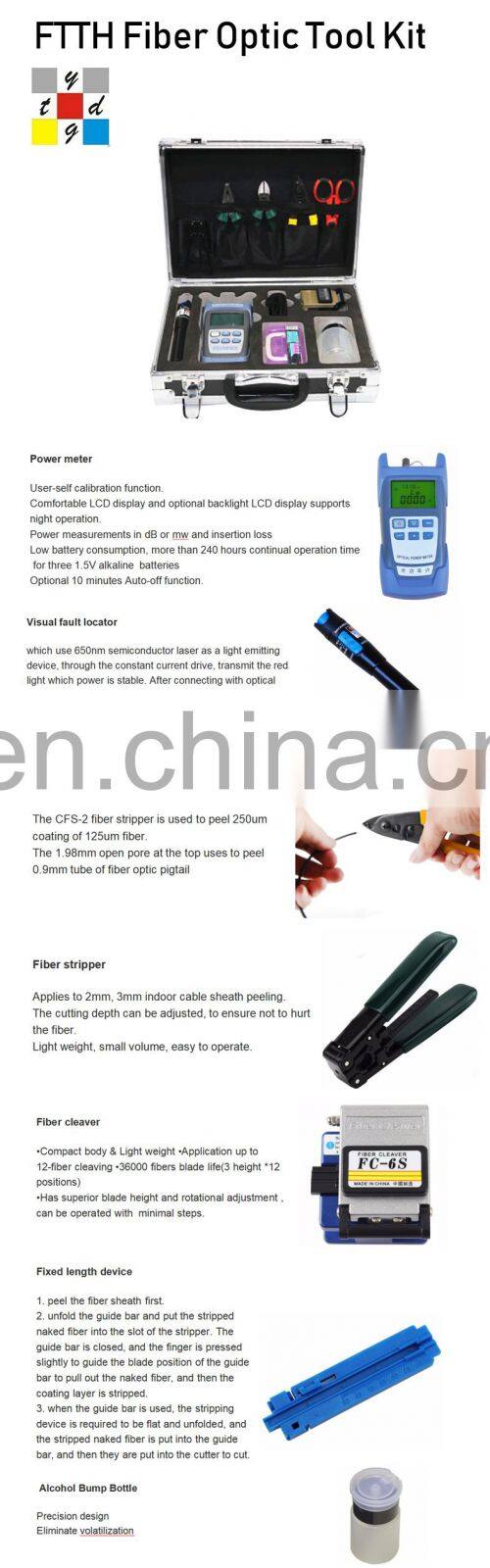 China supply toolkit ftth fiber tools kit optical tools with fiber optic stripper