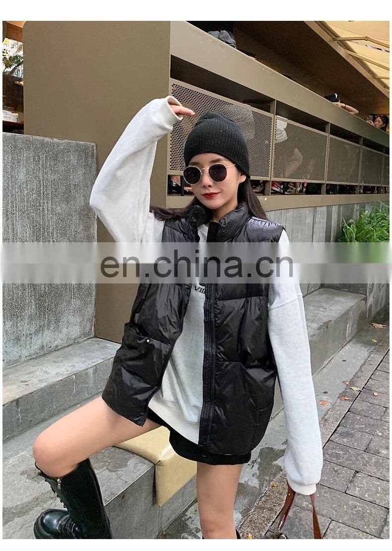 New Arrival Women Down Filled Solid Sleeveless Jacket Custom Winter Down Puffer Vest Short Casual Women's Jackets