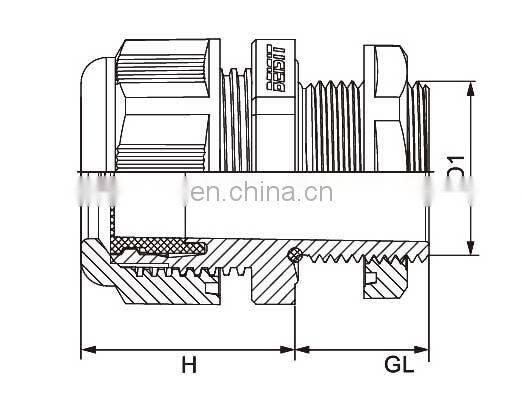 China Manufacturer Beisit Nylon Liquid Tight Cable Gland Connector Cord Grips Metric Long Thread Type