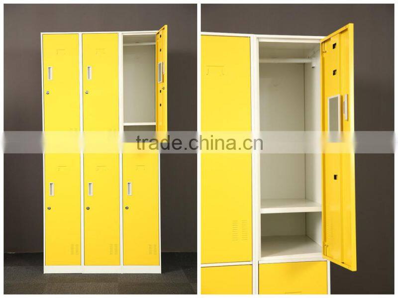 6 door colorful steel locker,6 door storage metal locker cabinet ,6 door gym colorful locker