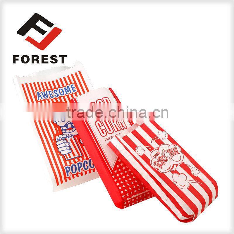 Microwave popcorn paper bags with colored lunch bags