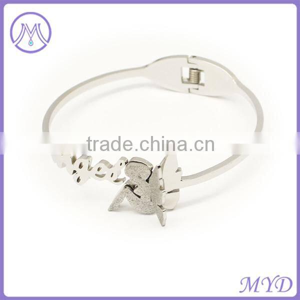 Fashion Design Angel Stainless Steel Bangle Bracelet Mothers Day Jewelry