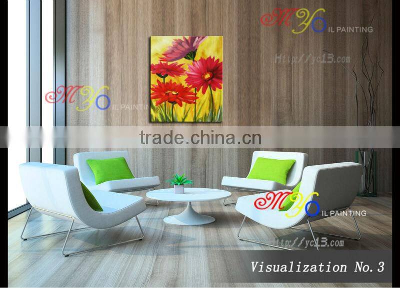 handmade home decor Artwork red flowers oil painting on canvas