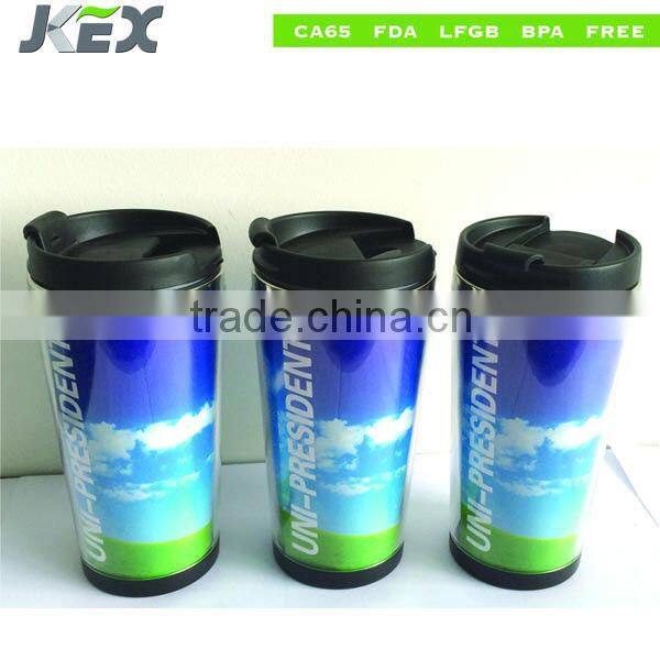 Stainless steel thermal mug with changeable paper insert