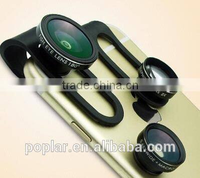 180 degree fisheye (black circles) + 0.65X Wide Angle + 10X telephoto macro + 2X Bokeh effects