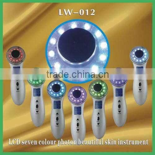 LW012 Popular LCD 7 color photon LED skin rejuvenation ultrasonic