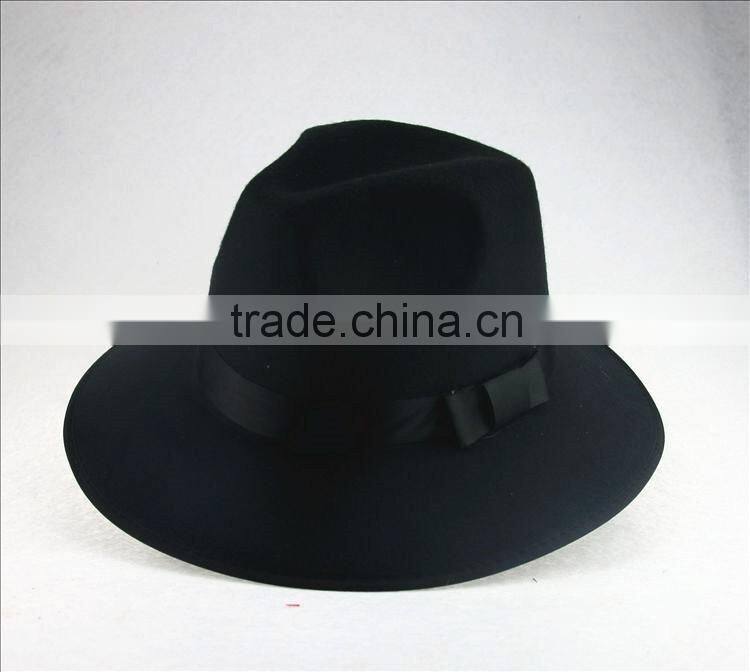 Large Brim Ribbon Fixed Man Women Stage Performance Fedora Jaz Hat