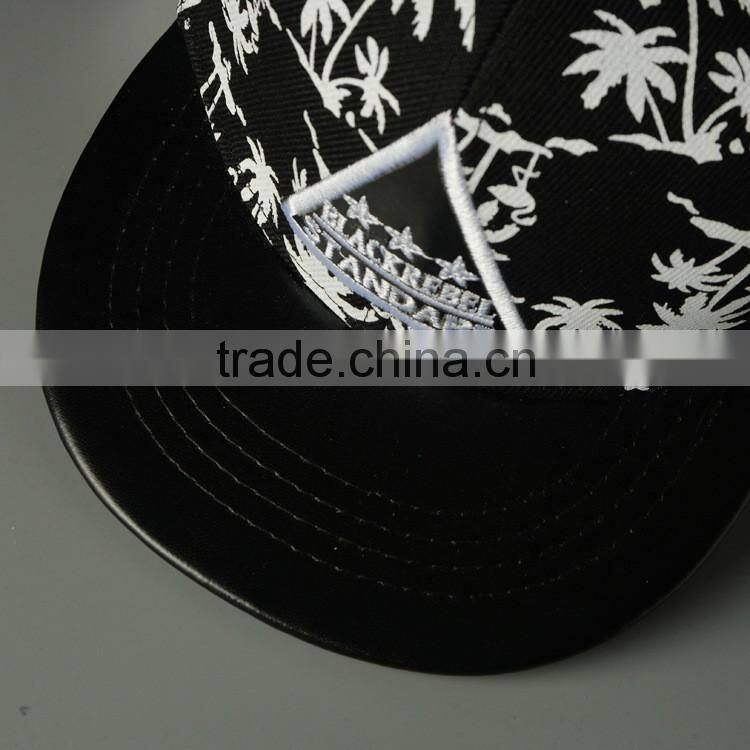 Coconut Tree Printing Triangle Mark Applique Embroidery Boys Flat Cap