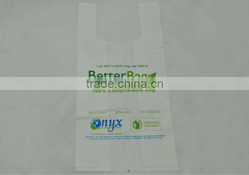 2014HOT SALE white Biodegradable plastic T-shirt bag