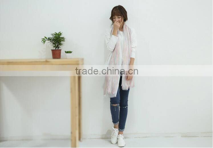 Wholesale Latest Colorful Striped Cotton Viscose Woman Shawl Scarf